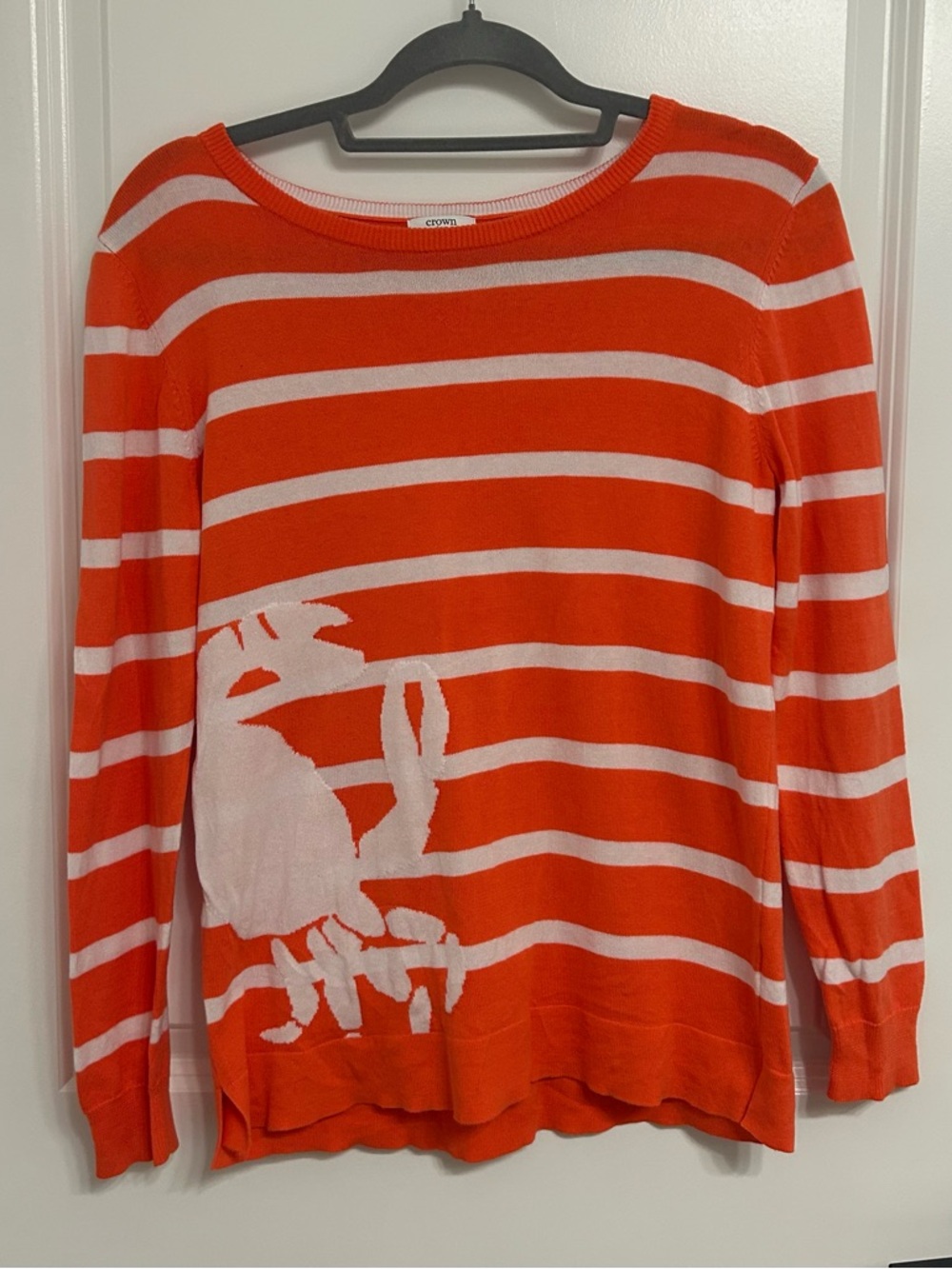 crown & ivy Orange and White Striped Knit Top